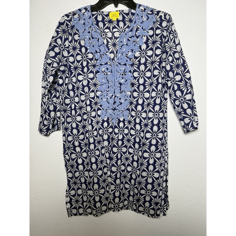 Roberta Roller Rabbit Women's V-Neck Printed Tunic Blouse Size S Beachy Resort - Picture 9 of 10